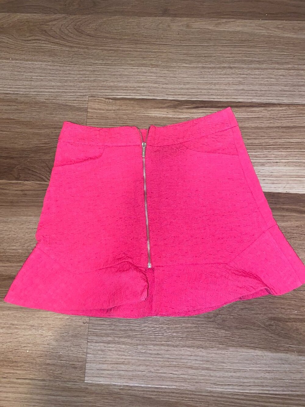 Zara Trafaluc Bright Pink Ruffle Mini Skirt Zip Front